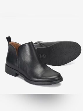 Sofft Women’s Black Leather Slip-On Booties Size 6